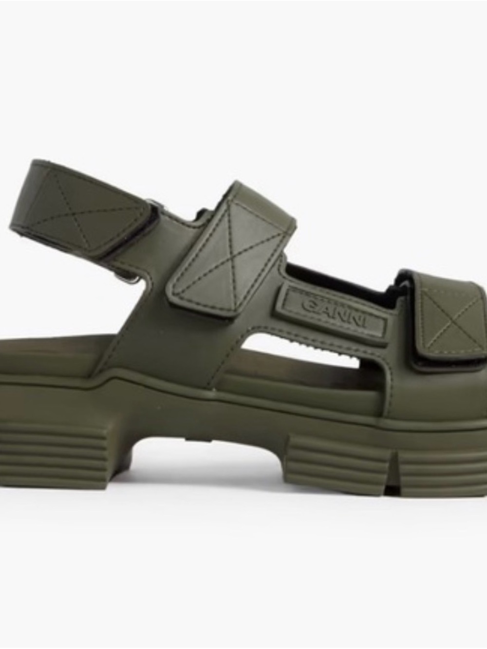 Ganni Olive Green Chunky Strap Sandals size 39